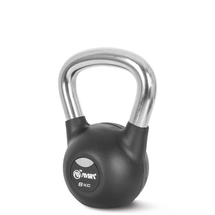 Kettlebell Rubber Cover Cr Handle 8 kg – Μαύρο