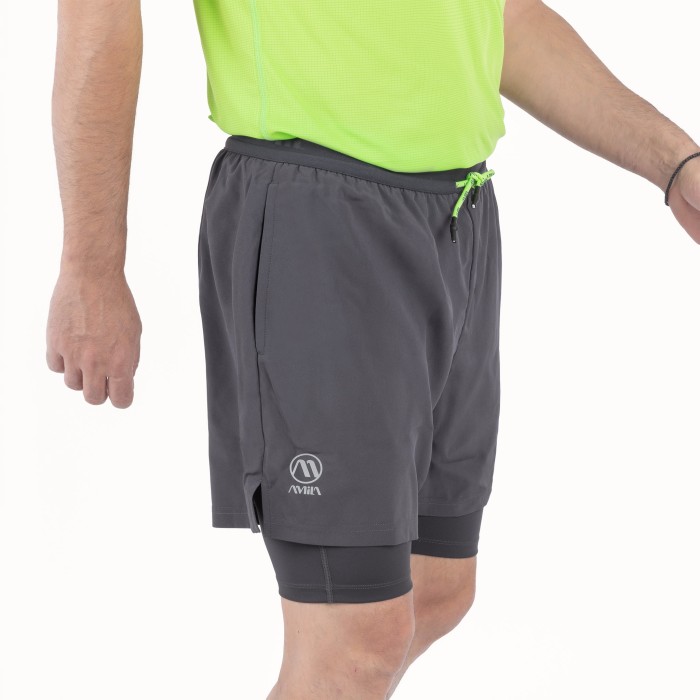 Ανδρικό Αθλητικό Σορτς 2 σε 1 Vision Motion L – Graphite