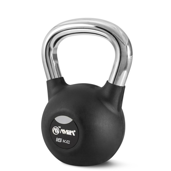 Kettlebell Rubber Cover Cr Handle 16 kg – Μαύρο