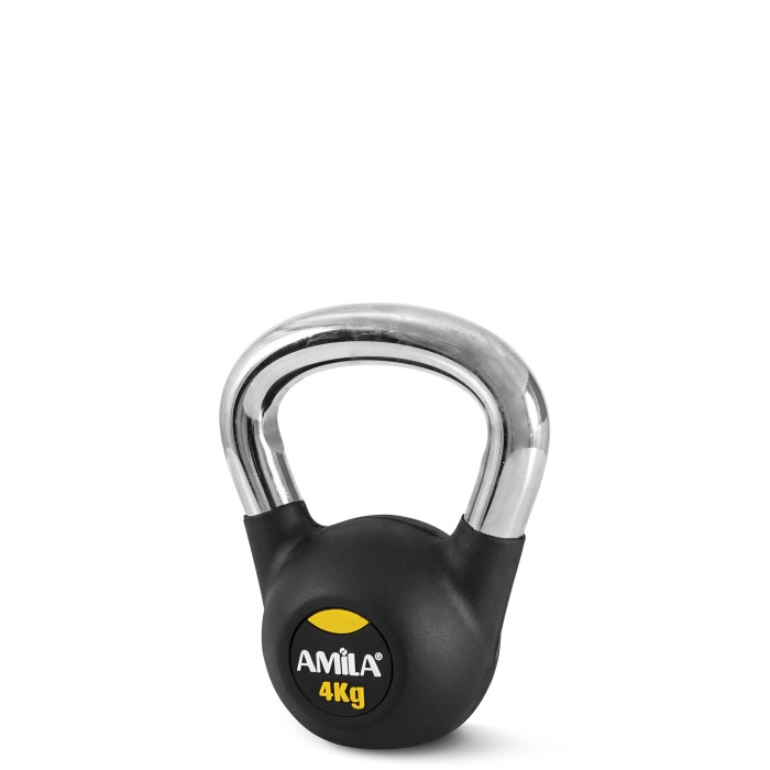 Kettlebell Rubber Cover Cr Handle 4 kg – Μαύρο