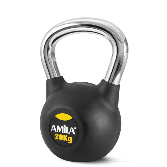 Kettlebell Rubber Cover Cr Handle 20 kg – Μαύρο