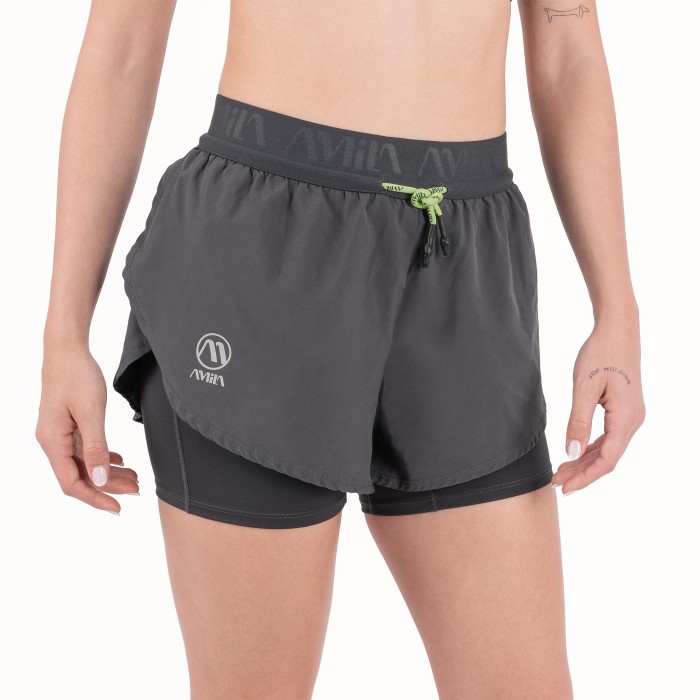 Γυναικείο Σορτς 2 σε 1 Vision Motion M – Graphite