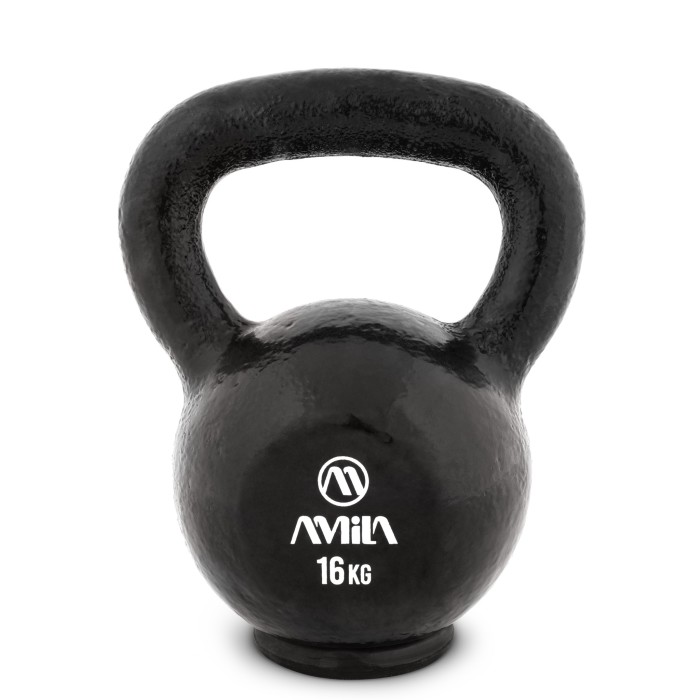 Kettlebell Cast Iron Rubber Base 16 kg - Μαύρο