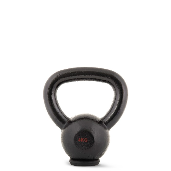 Kettlebell Cast Iron Rubber Base 4 kg - Μαύρο