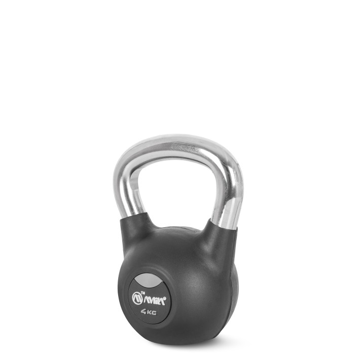 Kettlebell Rubber Cover Cr Handle 4 kg – Μαύρο